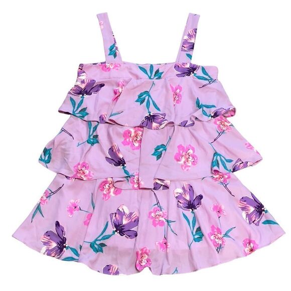 Adrienne Purple Floral Tiered Ruffle Top MEDIUM NWT - Picture 1 of 13